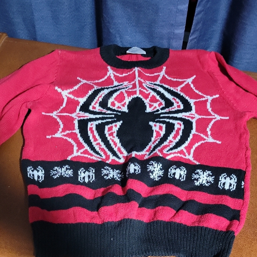 Red and Black Spider Web Sweater